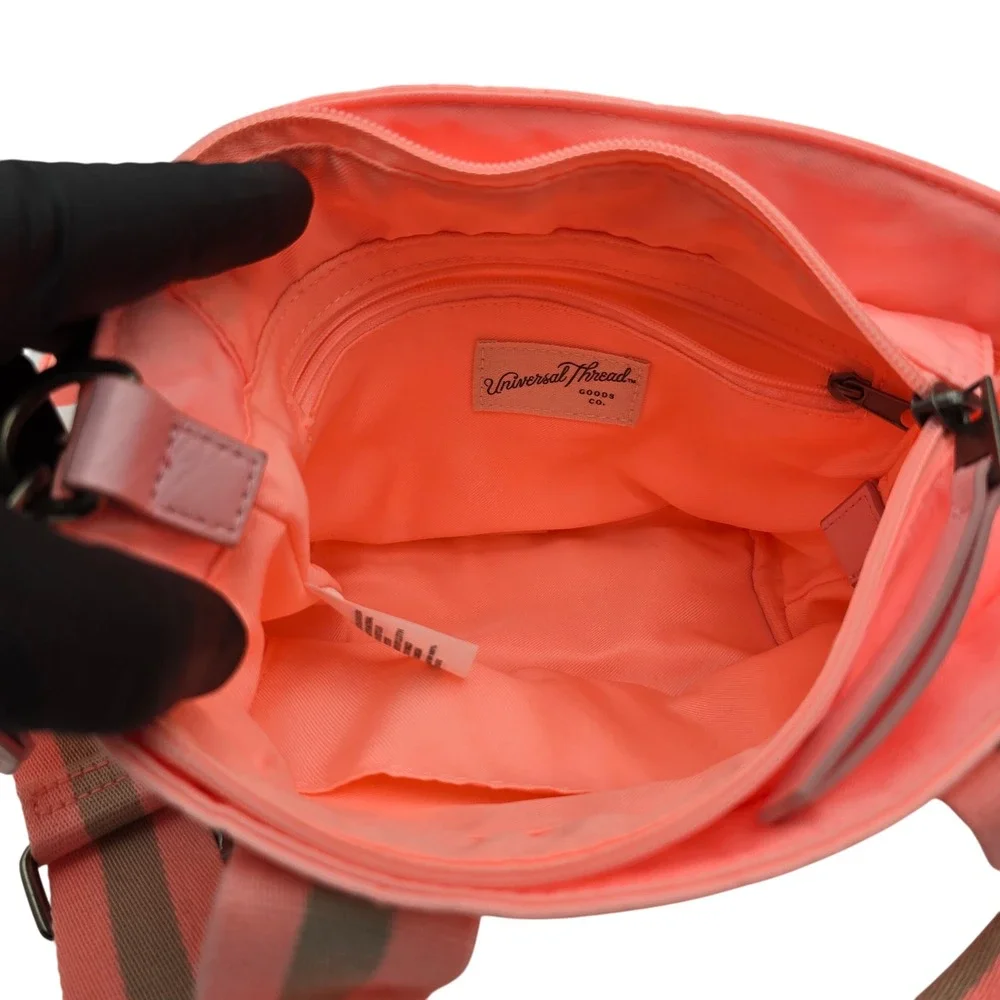 Universal Thread Quilted Bucket‎ Bag Coral Pink Top Handle Crossbody Strap